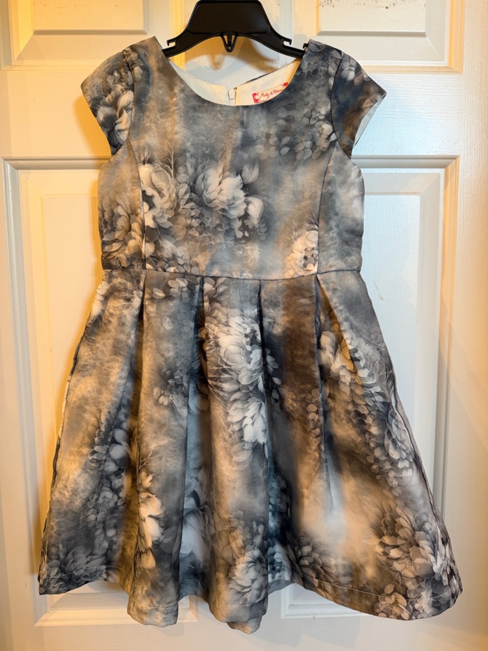 ruby & bloom Gray Floral Fit-and-Flare Dress